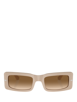 Persol PO3332S Unisex Rectangular Sunglasses, Solid Beige/Brown - view 2, Solid Beige/Brown