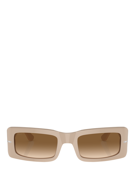 Persol PO3332S Unisex Rectangular Sunglasses, Solid Beige/Brown - view 2, Solid Beige/Brown