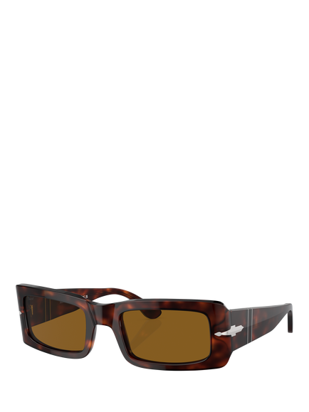 Persol PO3332S Unisex Rectangular Sunglasses, Havana/Brown, Havana/Brown
