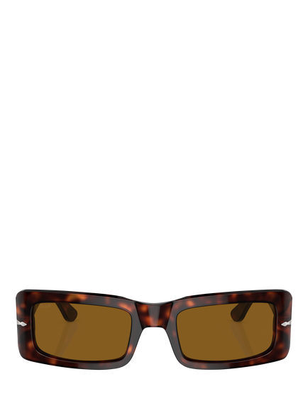 Persol PO3332S Unisex Rectangular Sunglasses, Havana/Brown - view 2, Havana/Brown