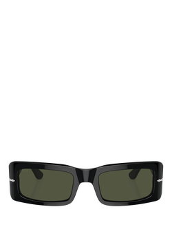 Persol PO3332S Unisex Rectangular Sunglasses, Black/Green - view 2, Black/Green