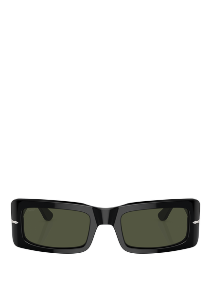 Persol PO3332S Unisex Rectangular Sunglasses, Black/Green - view 2, Black/Green