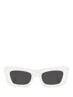 Prada PR 13ZS Women's Cat's Eye Sunglasses, Matte White Marble/Black - view 2, Matte White Marble/Black