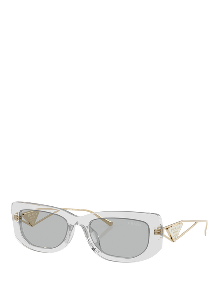 Prada PR 14YS Women's Rectangular Sunglasses, Transparent Grey/Grey, Transparent Grey/Grey