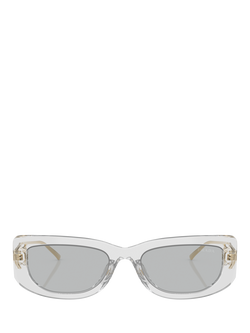 Prada PR 14YS Women's Rectangular Sunglasses, Transparent Grey/Grey - view 2, Transparent Grey/Grey