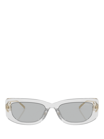 Prada PR 14YS Women's Rectangular Sunglasses, Transparent Grey/Grey - view 2, Transparent Grey/Grey