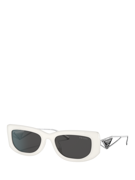 Prada PR 14YS Women's Rectangular Sunglasses, Talc/Grey, Talc/Grey