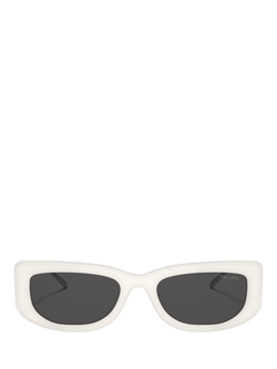 Prada PR 14YS Women's Rectangular Sunglasses, Talc/Grey - view 2, Talc/Grey