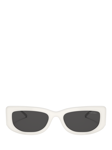 Prada PR 14YS Women's Rectangular Sunglasses, Talc/Grey - view 2, Talc/Grey