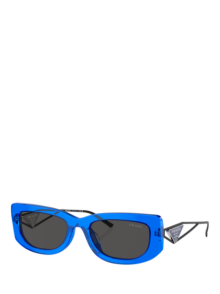 Prada PR 14YS Women's Rectangular Sunglasses, Crystal Electric Blue/Grey, Crystal Electric Blue/Grey
