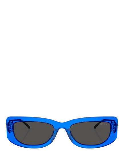 Prada PR 14YS Women's Rectangular Sunglasses, Crystal Electric Blue/Grey - view 2, Crystal Electric Blue/Grey