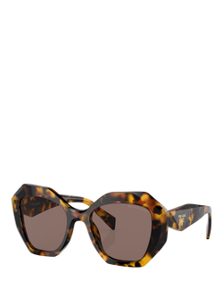 Prada PR 16WS Women's Irregular Polarised Sunglasses, Honey Tortoise/Brown, Honey Tortoise/Brown