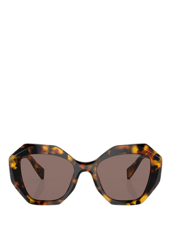 Prada PR 16WS Women's Irregular Polarised Sunglasses, Honey Tortoise/Brown - view 2, Honey Tortoise/Brown