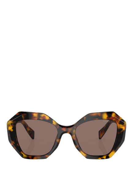 Prada PR 16WS Women's Irregular Polarised Sunglasses, Honey Tortoise/Brown - view 2, Honey Tortoise/Brown