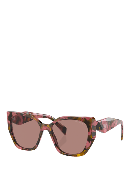 Prada PR 19ZS Women's Pillow Sunglasses, Tortoise Cognac Begonia/Dusty Pink, Tortoise Cognac Begonia/Dusty Pink