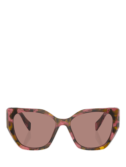 Prada PR 19ZS Women's Pillow Sunglasses, Tortoise Cognac Begonia/Dusty Pink - view 2, Tortoise Cognac Begonia/Dusty Pink