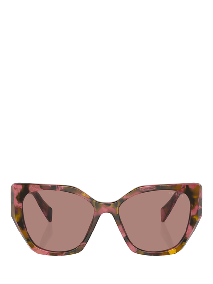 Prada PR 19ZS Women's Pillow Sunglasses, Tortoise Cognac Begonia/Dusty Pink - view 2, Tortoise Cognac Begonia/Dusty Pink