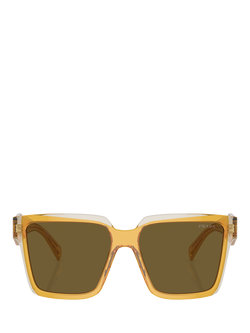 Prada PR 24ZS Women's Square Sunglasses, Ochre/Crystal Grey - view 2, Ochre/Crystal Grey