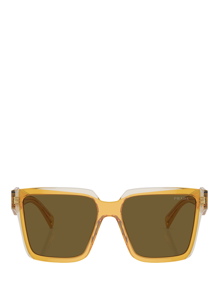 Prada PR 24ZS Women's Square Sunglasses, Ochre/Crystal Grey - view 2, Ochre/Crystal Grey