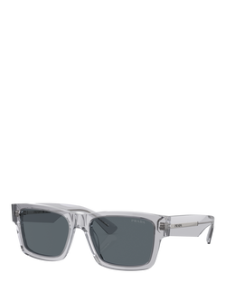 Prada PR 25ZS Men's Rectangular Sunglasses, Crystal Grey/Grey, Crystal Grey/Grey