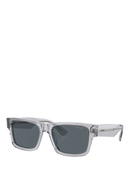 Prada PR 25ZS Men's Rectangular Sunglasses, Crystal Grey/Grey, Crystal Grey/Grey