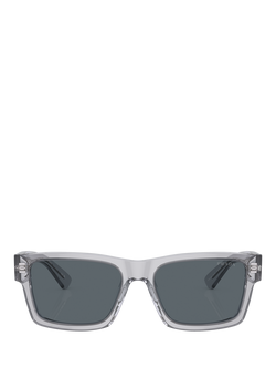 Prada PR 25ZS Men's Rectangular Sunglasses, Crystal Grey/Grey - view 2, Crystal Grey/Grey