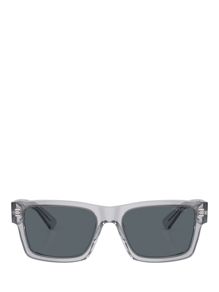 Prada PR 25ZS Men's Rectangular Sunglasses, Crystal Grey/Grey - view 2, Crystal Grey/Grey