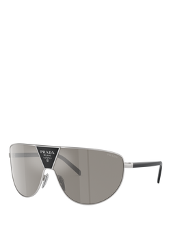 Prada PR 69ZS Men's Aviator Sunglasses, Silver/Mirror Grey