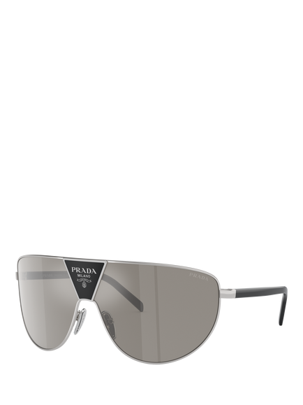 Prada PR 69ZS Men's Aviator Sunglasses, Silver/Mirror Grey