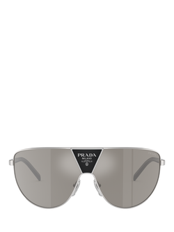 Prada PR 69ZS Men's Aviator Sunglasses - view 2, Silver/Mirror Grey