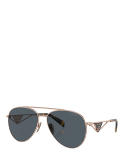 Prada PR 73ZS Women's Aviator Sunglasses, Rose Gold/Grey, Rose Gold/Grey