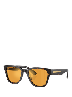Prada PR A04S Men's Polarised D-Frame Sunglasses, Havana Black/Yellow, Havana Black/Yellow