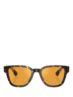 Prada PR A04S Men's Polarised D-Frame Sunglasses, Havana Black/Yellow - view 2, Havana Black/Yellow