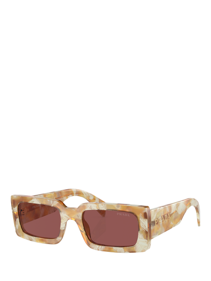 Prada PR A07S Women's Rectangular Sunglasses, Desert Tortoise/Brown, Desert Tortoise/Brown
