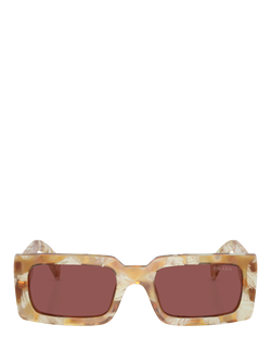 Prada PR A07S Women's Rectangular Sunglasses, Desert Tortoise/Brown - view 2, Desert Tortoise/Brown