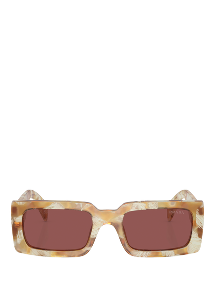 Prada PR A07S Women's Rectangular Sunglasses, Desert Tortoise/Brown - view 2, Desert Tortoise/Brown