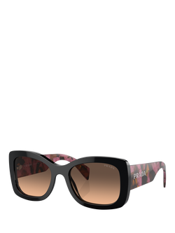 Prada PR A08S Women's Rectangular Sunglasses, Mahogany/Brown Gradient