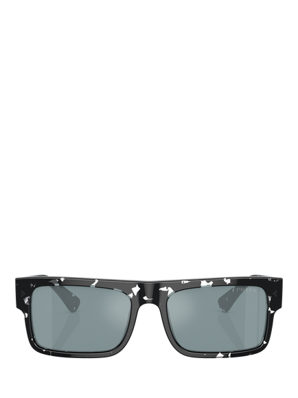 Prada PR A10S Men's Rectangular Sunglasses, Havana Black Transparent/Pale Blue - view 2, Havana Black Transparent/Pale Blue