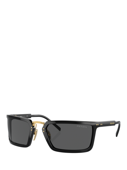 Prada PR A11S Men's Rectangular Sunglasses, Black, Black