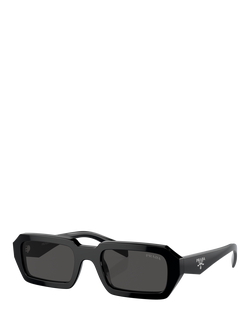 Prada PRA12S Men's Rectangular Sunglasses, Black, Black