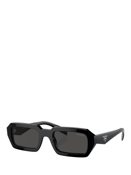Prada PRA12S Men's Rectangular Sunglasses, Black, Black