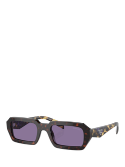 Prada PRA12S Men's Rectangular Sunglasses, Havana/Purple, Havana/Purple