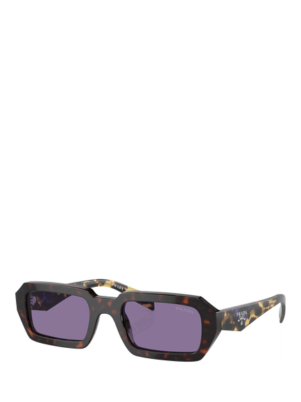 Prada PRA12S Men's Rectangular Sunglasses, Havana/Purple, Havana/Purple