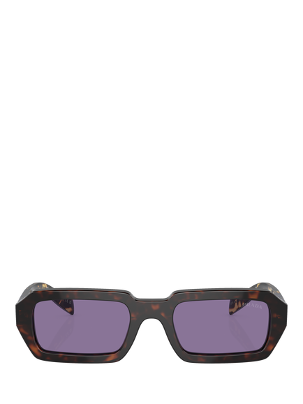 Prada PRA12S Men's Rectangular Sunglasses, Havana/Purple - view 2, Havana/Purple