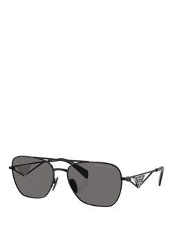 Prada PRA50S59 Men's Polarised Pillow Sunglasses, Black, Black