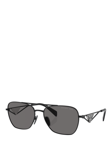 Prada PRA50S59 Men's Polarised Pillow Sunglasses, Black, Black