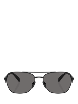 Prada PRA50S59 Men's Polarised Pillow Sunglasses, Black - view 2, Black
