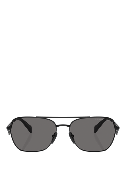 Prada PRA50S59 Men's Polarised Pillow Sunglasses, Black - view 2, Black