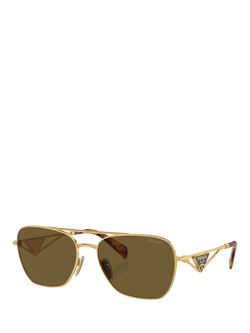 Prada PRA50S59 Men's Pillow Sunglasses, Gold/Brown