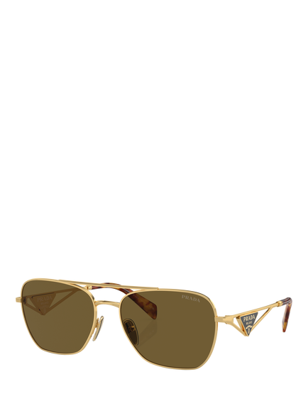 Prada PRA50S59 Men's Pillow Sunglasses, Gold/Brown